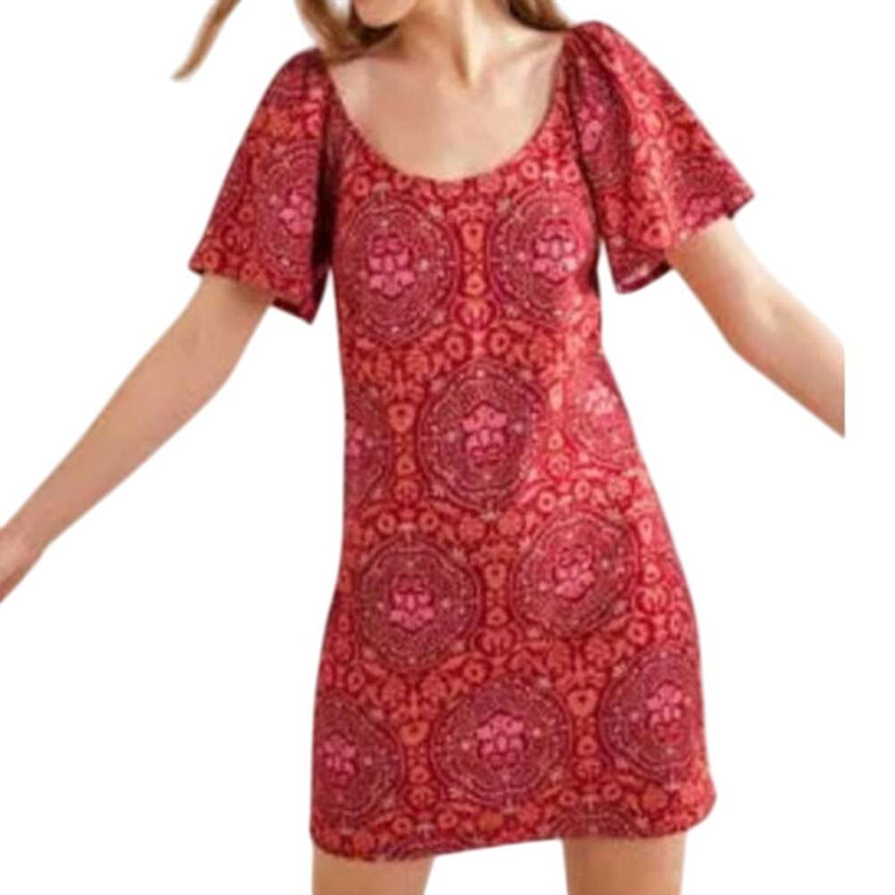 Boden Boho Floral Medallion Print Scoop Neck Mini Shift Dress